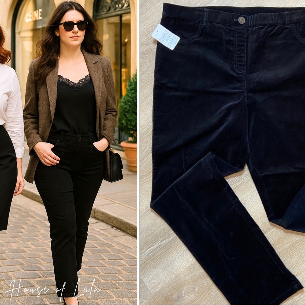 NWT Black Corduroy Women's Straight pull on Jeans Size 16